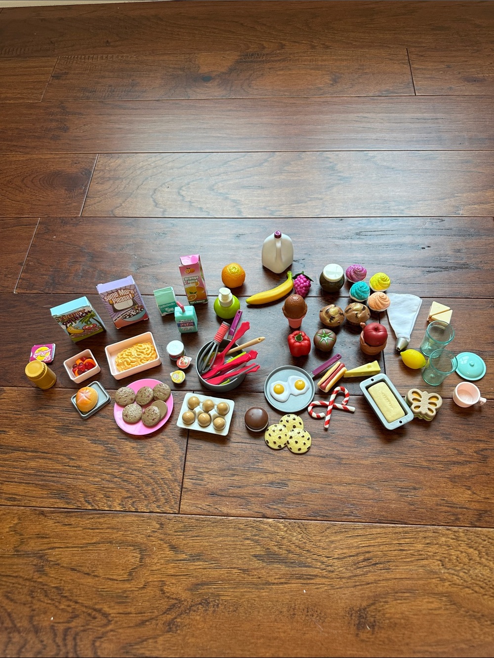 Assorted Mini Kids Play Food Set - Colorful Toy Fruits, Veggies & Treats